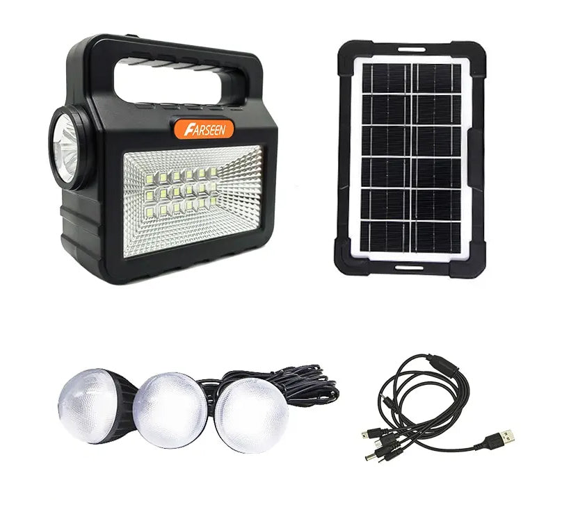 Portable Outdoor Solar Kit with DC LED Bulbs, Radio, Solar Kit for Home Lighting