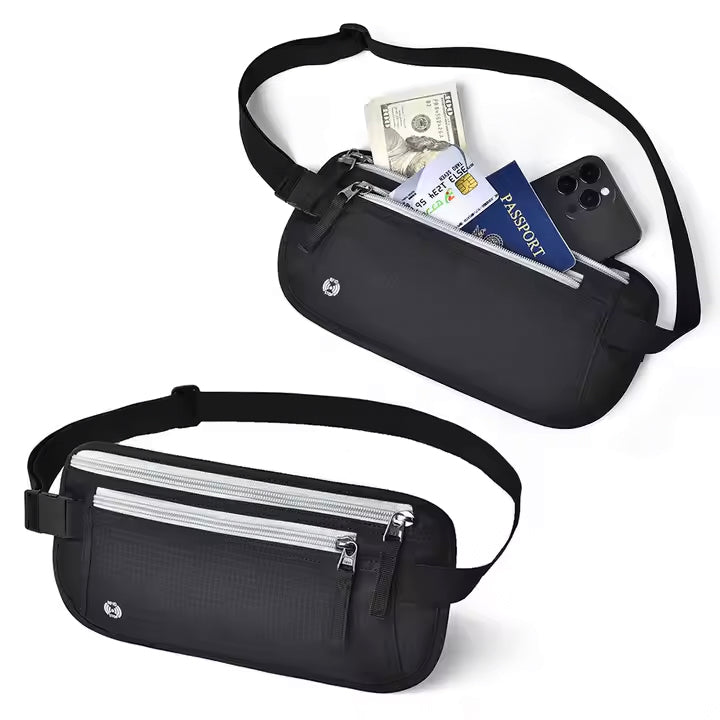 Travel Bag with RFID protection safely holds Credit Cards, Passports, IDs